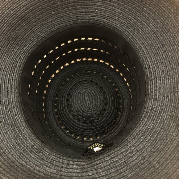 Magid Black Woven Sun Hat • Wide Brim Paper Straw • Resort Style - Picture 4 of 6